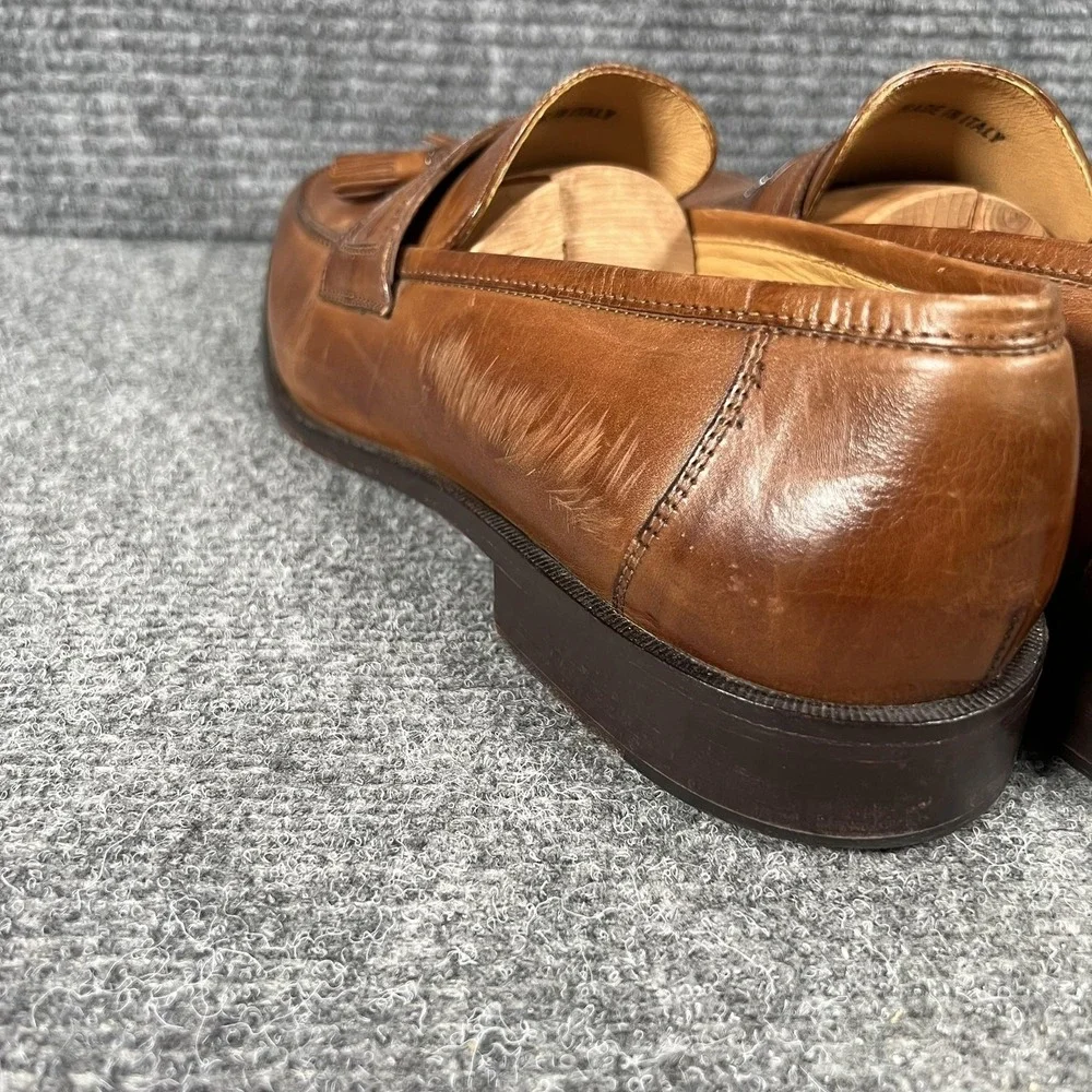 Johnston & Murphy Shoes Mens Size 9 N Brown Leather Tassel Loafers Italy 15-5724